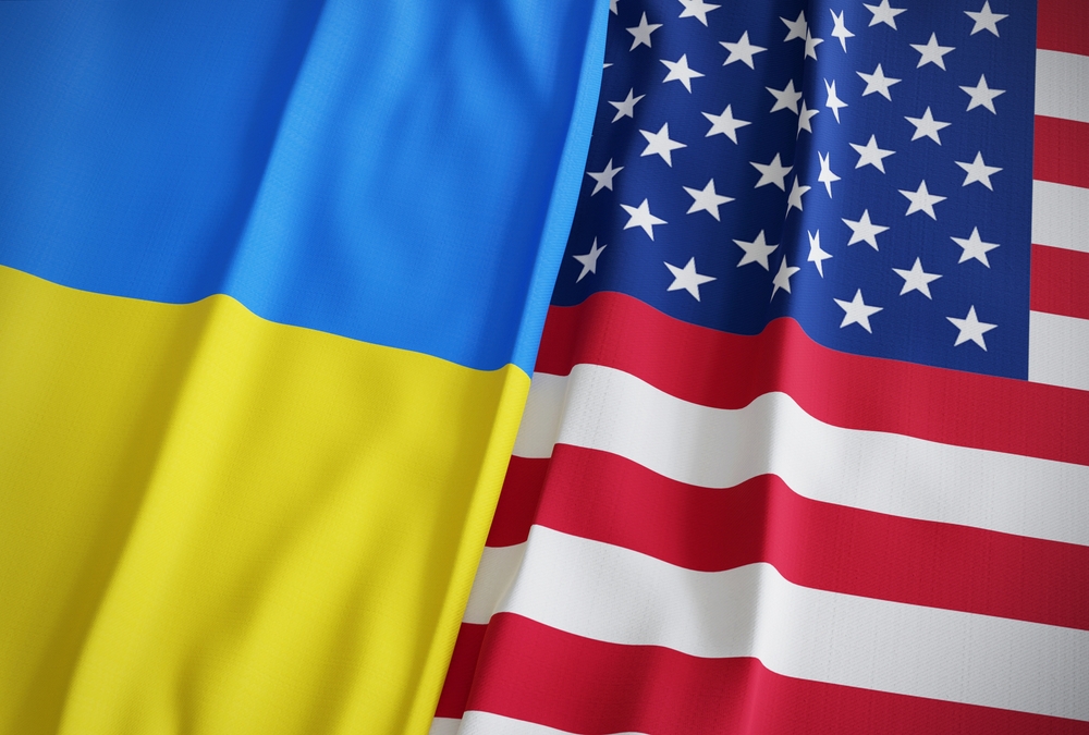 USA flag and Ukraine flag