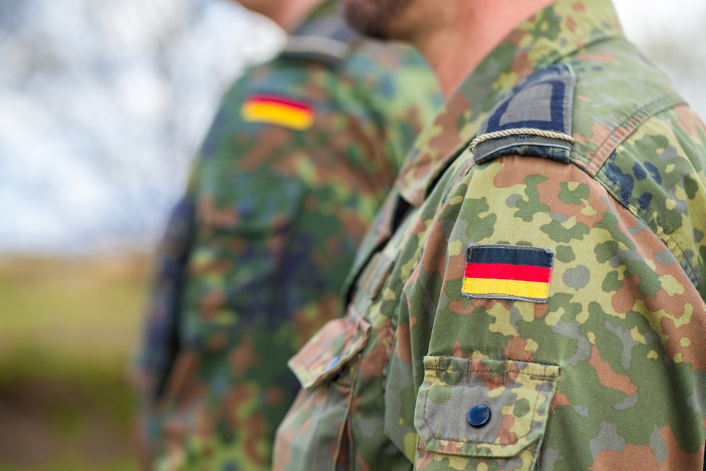 German flag on German army uniform