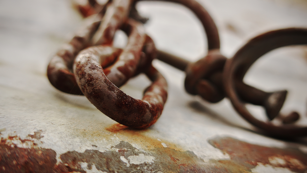 Old rusty shackles