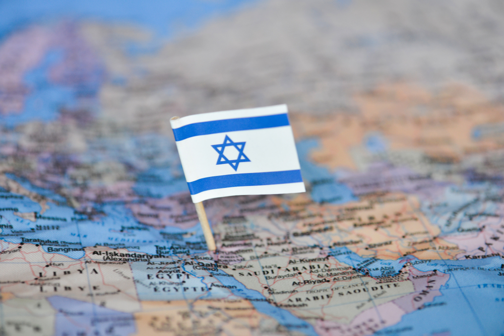 Israel flag on the map