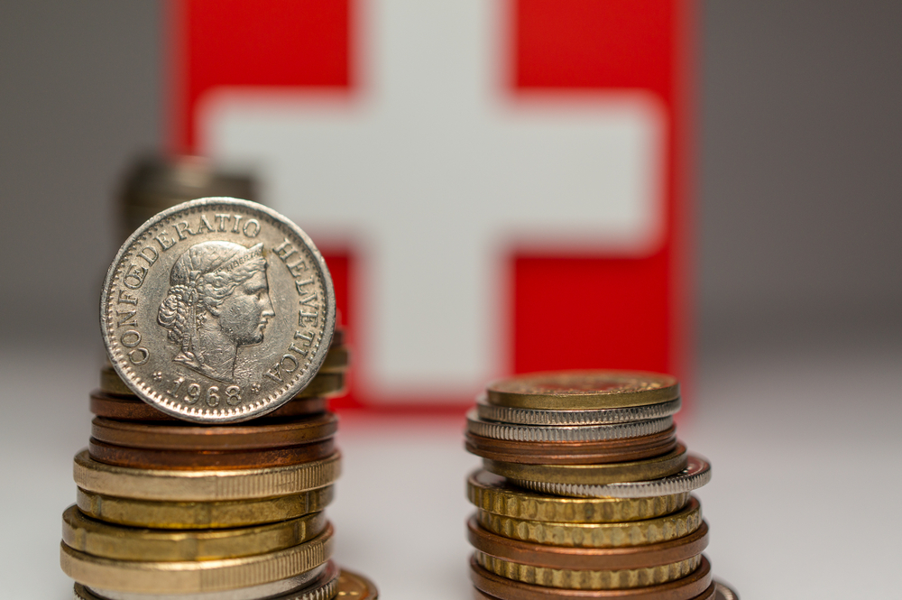 Swiss flag and franc