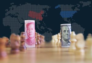 China Vs USA Banknotes On Chess