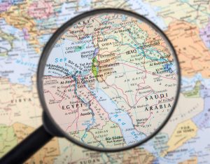 map of Middle East Under Magnifier