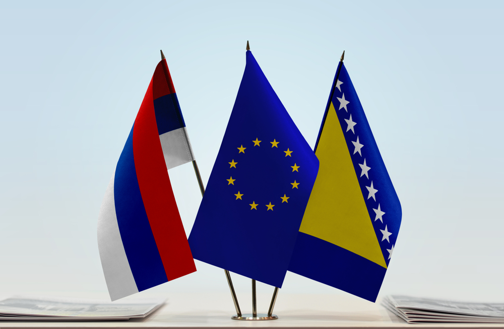 flags of EU, Bosnia And Herzegovina, Republika Srpska