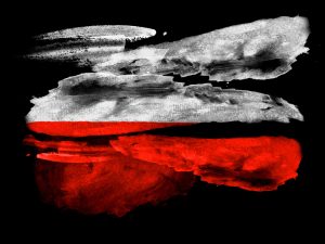 The,Polish,Flag,Painted,On,Black,Textured,Paper,With,Watercolor
