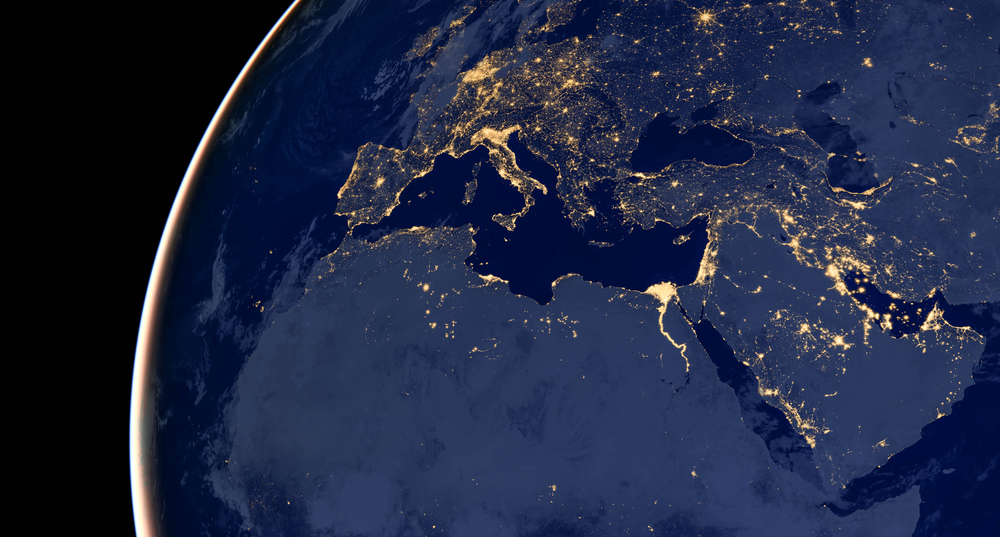 Middle,East,,West,Asia,,East,Europe,Lights,During,Night,from the space