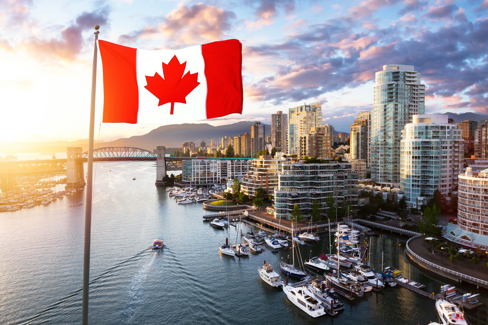 Canadian,National,Flag,Overlay.,False,Creek,,Downtown,Vancouver,,British,Columbia