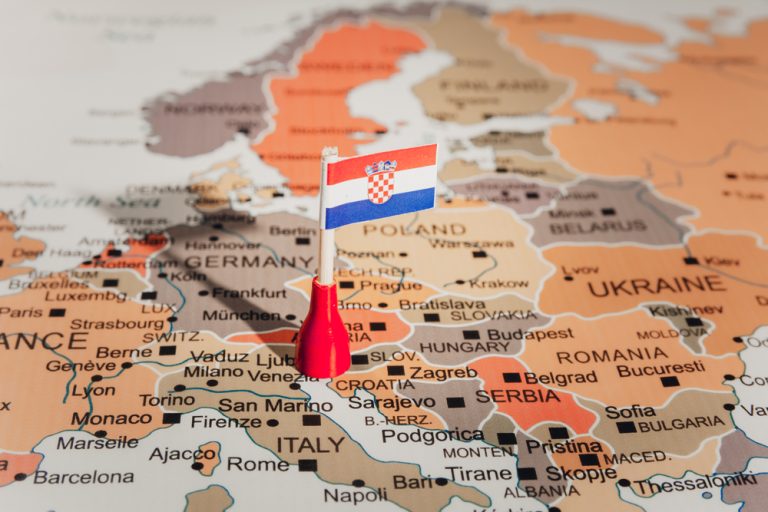 Croatia,Flag,On,Croatia,Map