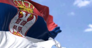 Detail,Of,The,National,Flag,Of,Serbia,Waving,In,The,sky