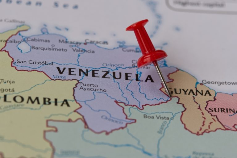 Venezuela,And,Guyana,On,Political,Map,,Borders