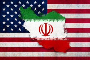 Flag,Of,Iran,Layered,Over,The,Usa,Flag.