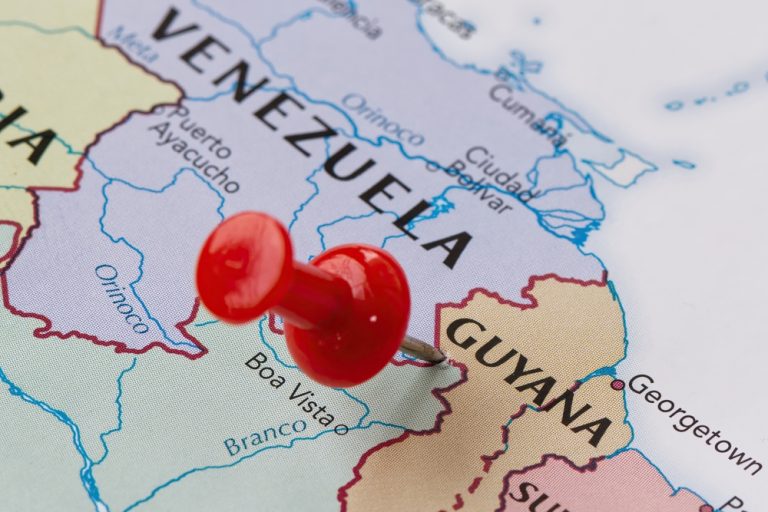 Venezuela,And,Guyana,On,Political,Map,,Borders,Between,Venezuela,,Guyana,