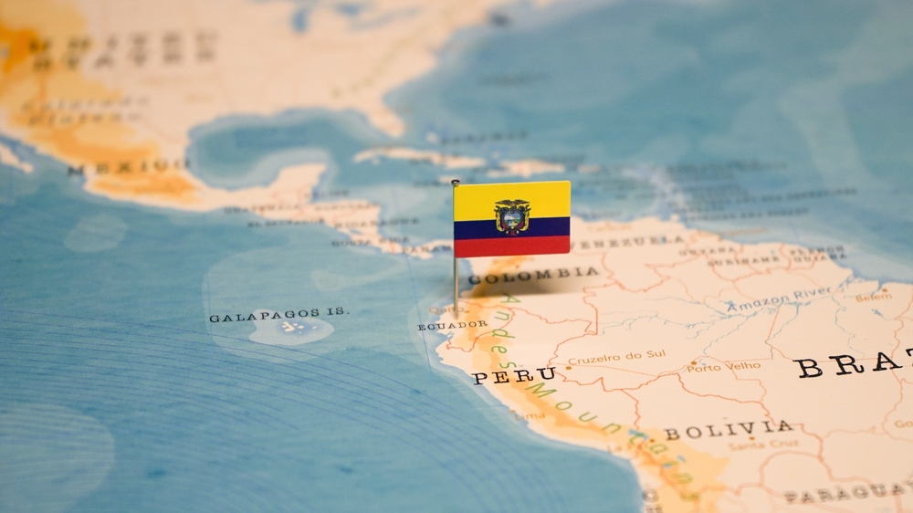 The,Flag,Of,Ecuador,On,The,World,Map.